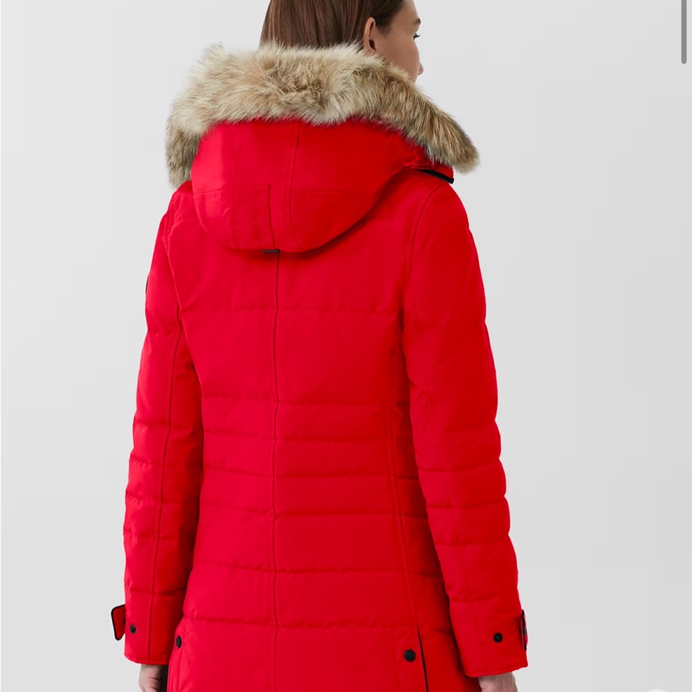 Canada Goose Women's Vibrant Red Puffer Coat with Fur Hood - Picture 3 of 16